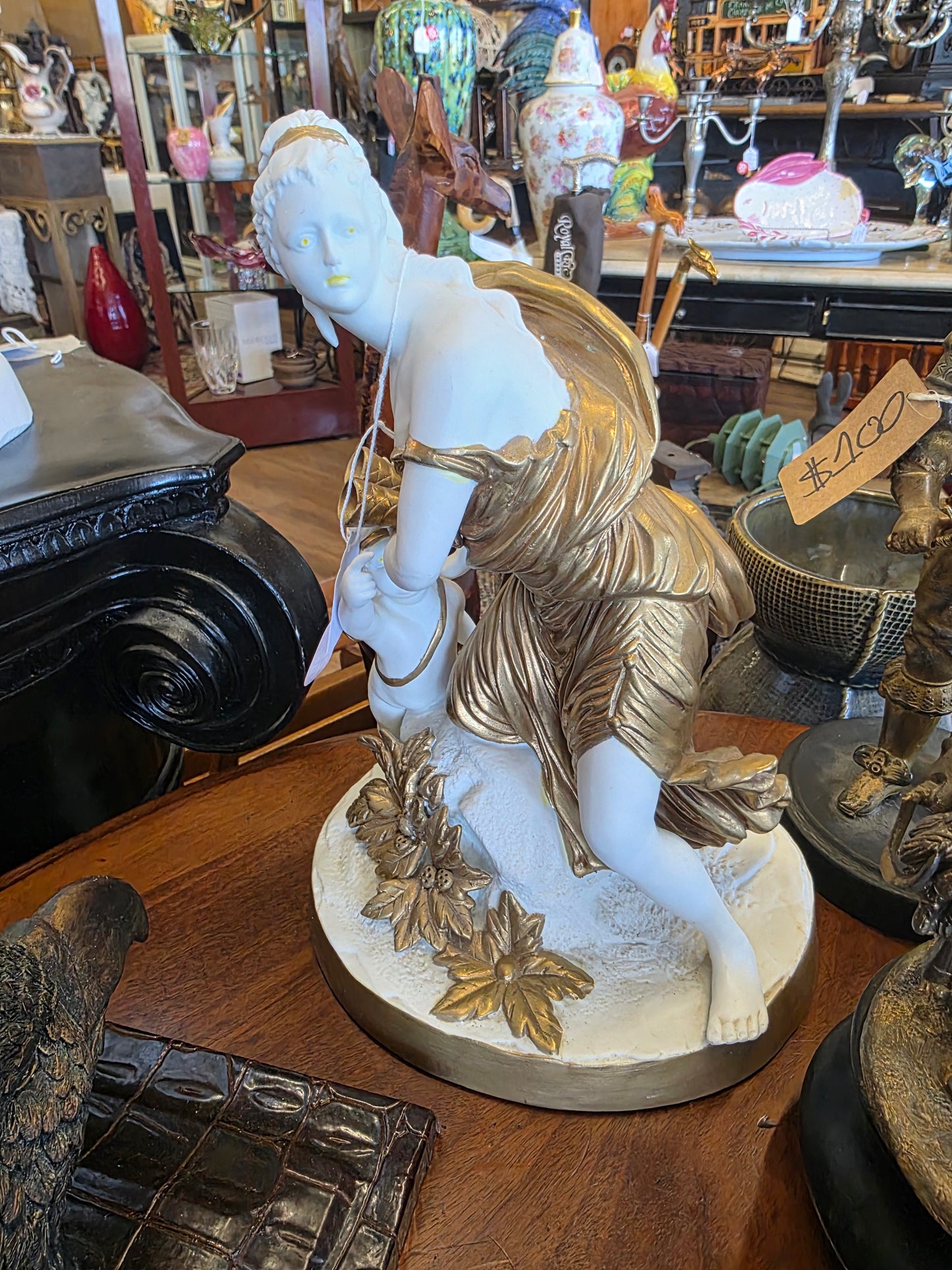 Astonishing bisque porcelain and gold sculpture, statue