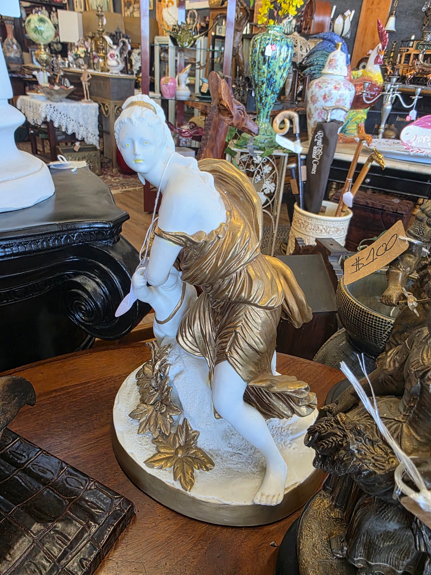 Astonishing bisque porcelain and gold sculpture, statue