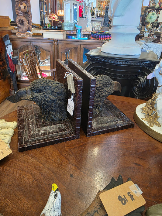 Eagle bookends, leather