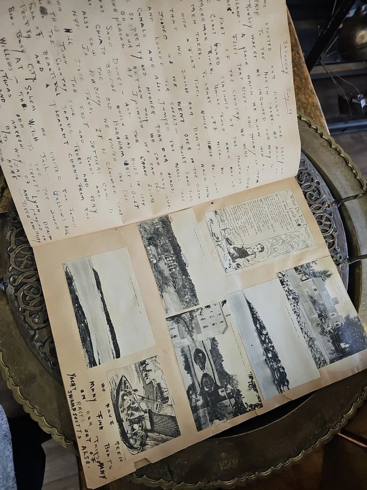 VTG 1937 Vacation Travel Scrapbook Cards, Photos, Newspaper Clipings