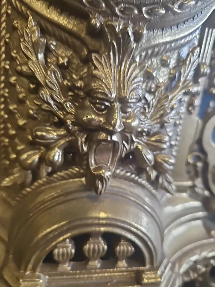 Vtg Franz Hermle Imperial Brass Italian German Mantle Clock Green Man