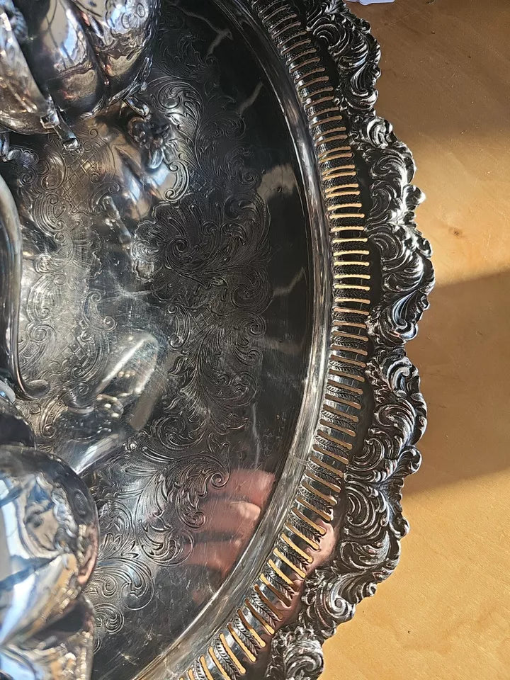 Vintage Victorian Ornate Silver Plated 5 Piece Tea Coffee Set