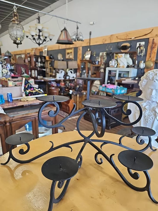 Pottery Barn Fireplace Scroll Wrought Iron 8 Pillar Candle Holder RETIRED B131