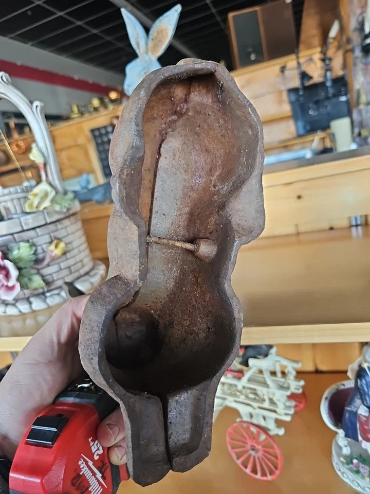 Antique Cast Iron Patina Double-Sided BUNNY RABBIT Doorstop / Garden Decoration
