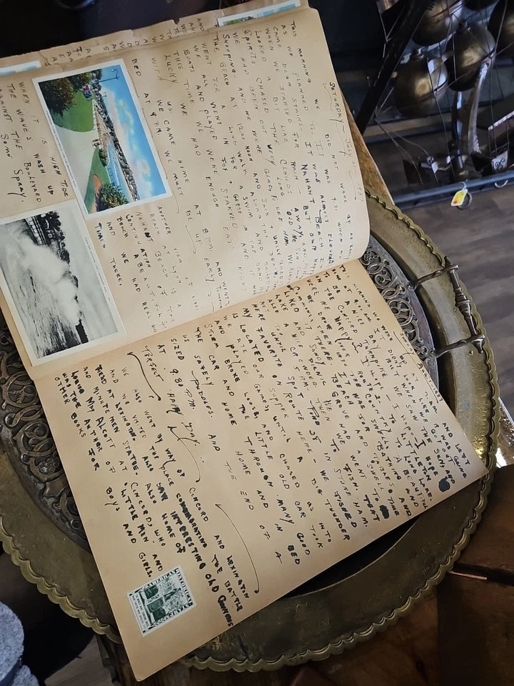 VTG 1937 Vacation Travel Scrapbook Cards, Photos, Newspaper Clipings