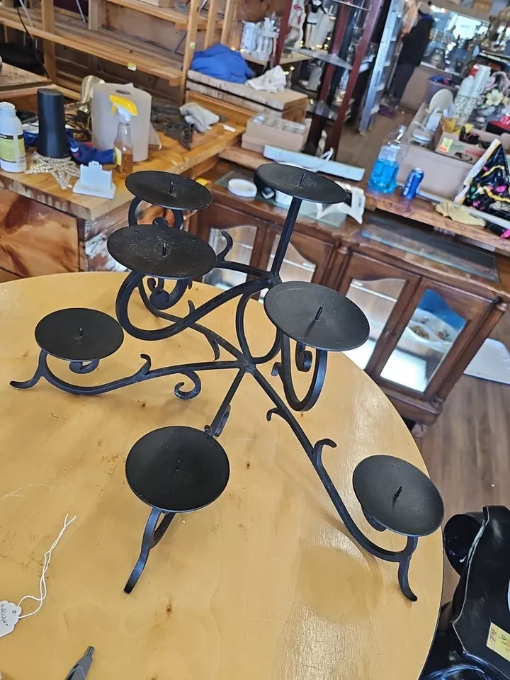 Pottery Barn Fireplace Scroll Wrought Iron 8 Pillar Candle Holder RETIRED B131