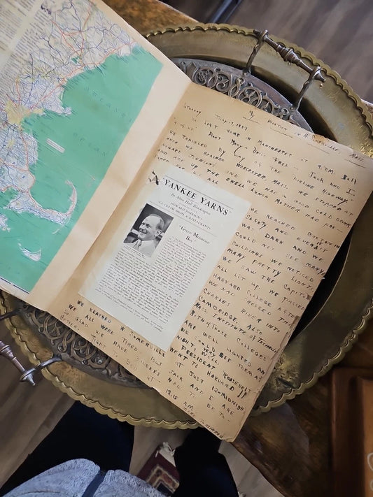 VTG 1937 Vacation Travel Scrapbook Cards, Photos, Newspaper Clipings