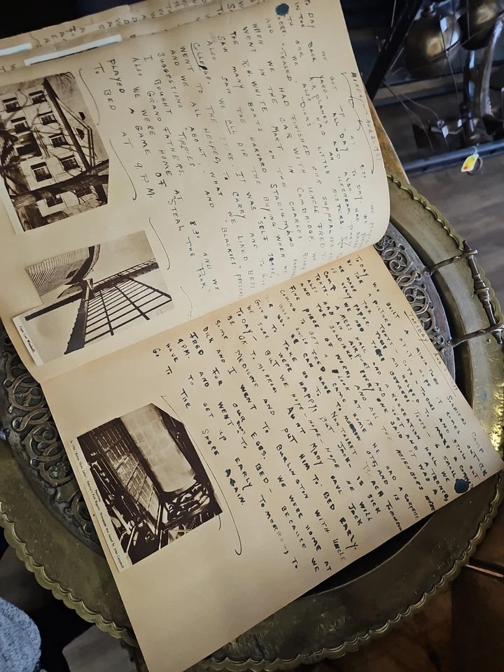 VTG 1937 Vacation Travel Scrapbook Cards, Photos, Newspaper Clipings