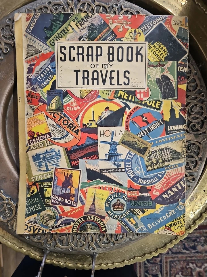 VTG 1937 Vacation Travel Scrapbook Cards, Photos, Newspaper Clipings