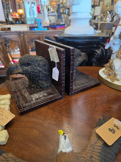 Eagle bookends, leather