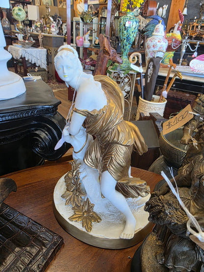 Astonishing bisque porcelain and gold sculpture, statue