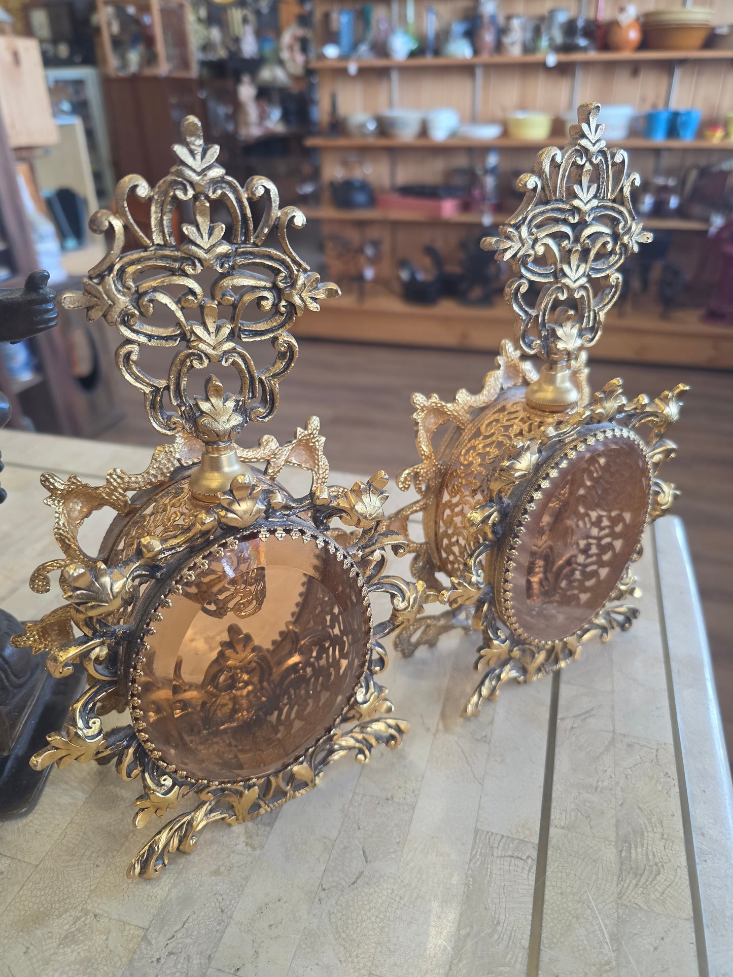 Hollywood regency perfume bottles pair