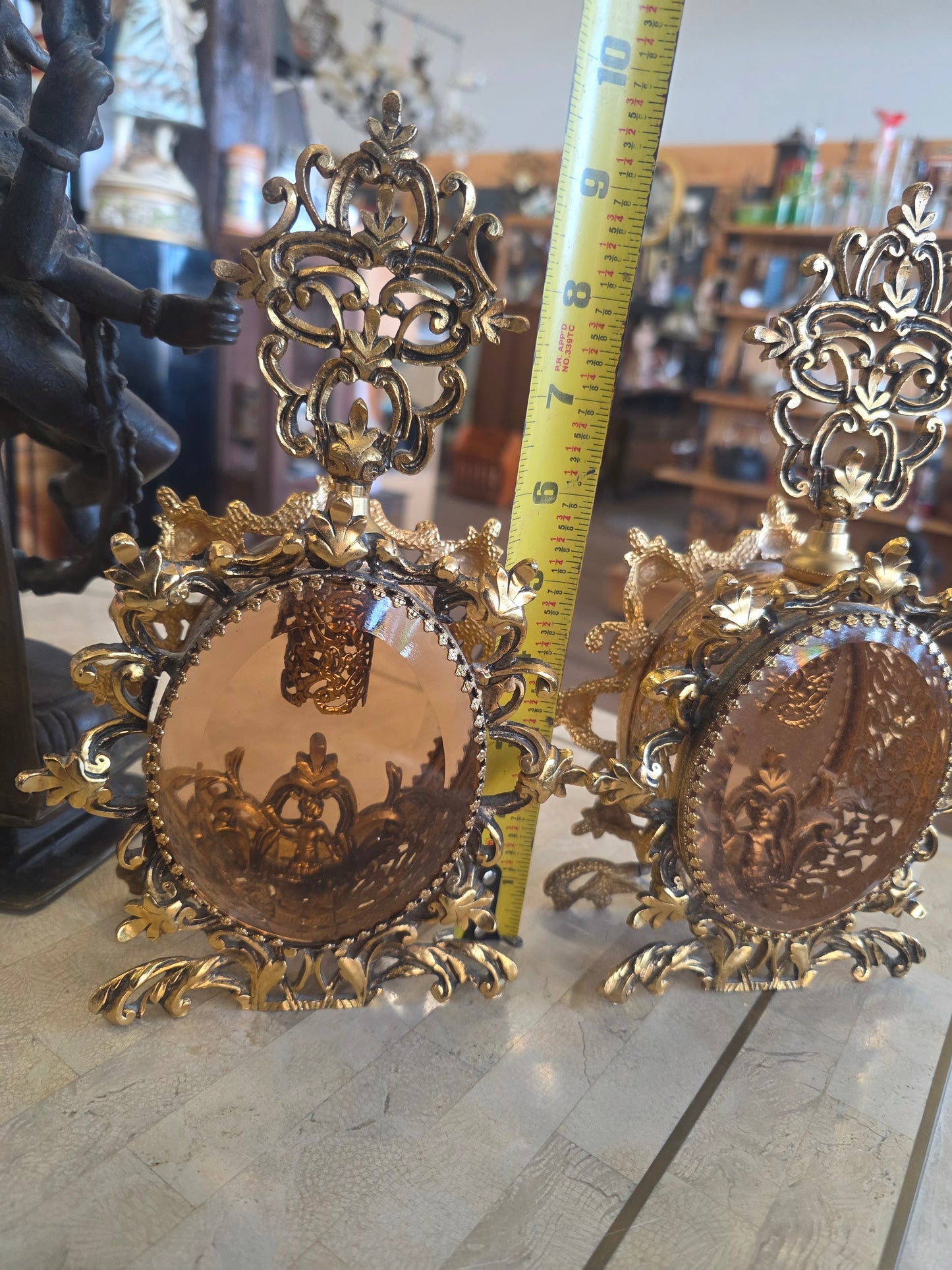 Hollywood regency perfume bottles pair