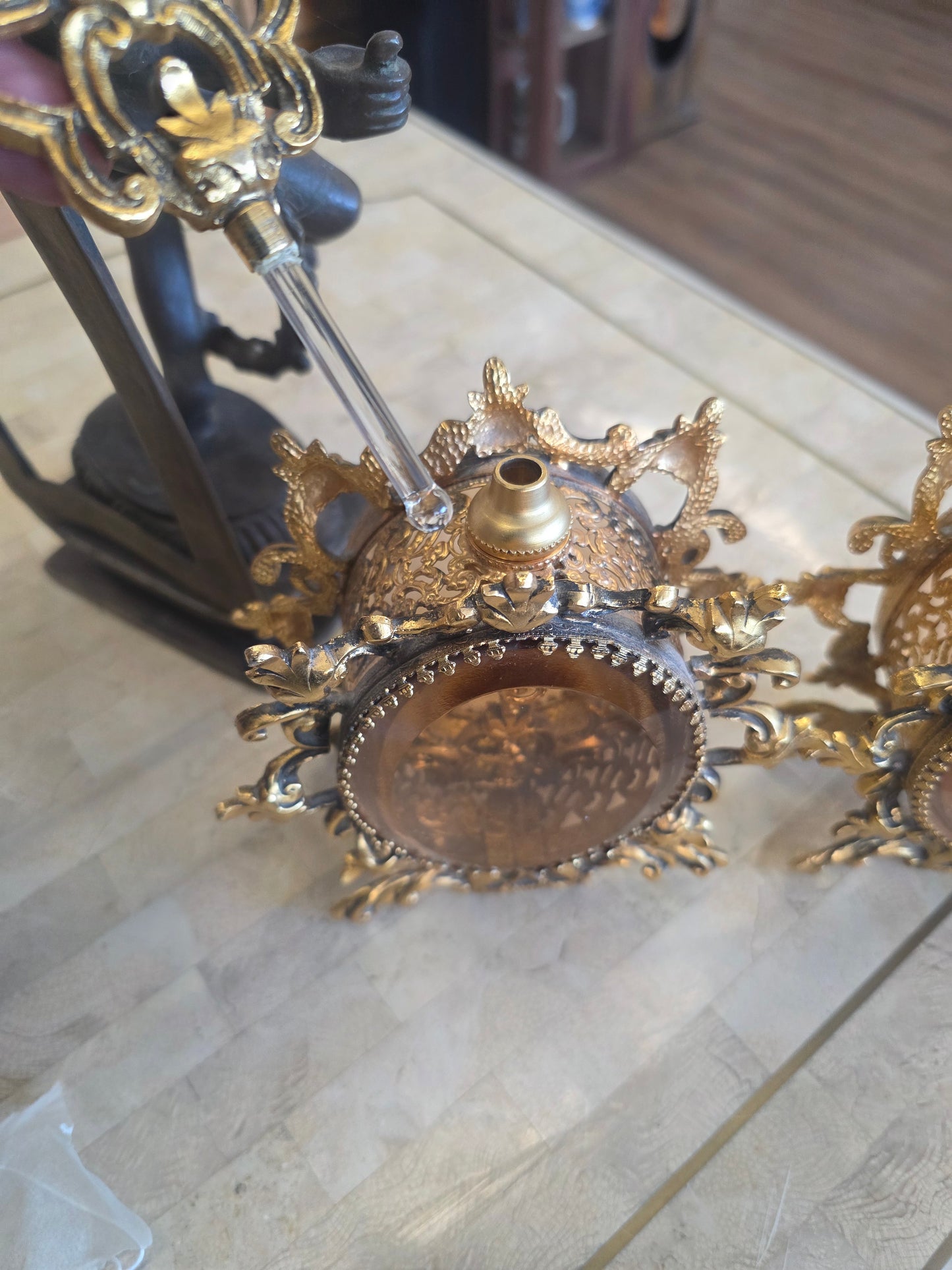 Hollywood regency perfume bottles pair