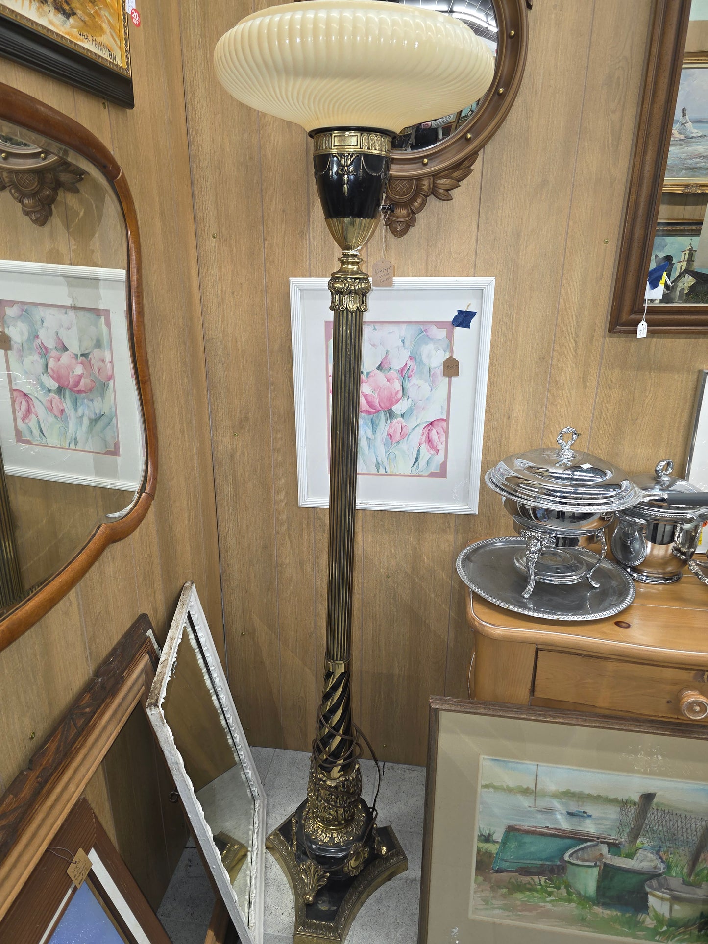 Large heavy floor lamp