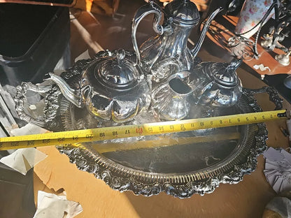 Vintage Victorian Ornate Silver Plated 5 Piece Tea Coffee Set