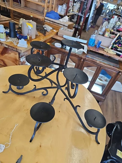 Pottery Barn Fireplace Scroll Wrought Iron 8 Pillar Candle Holder RETIRED B131